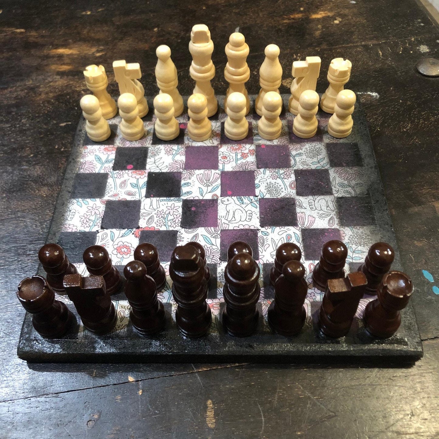 Scrapbook Chess Set - Purple Cartoon Rabbit