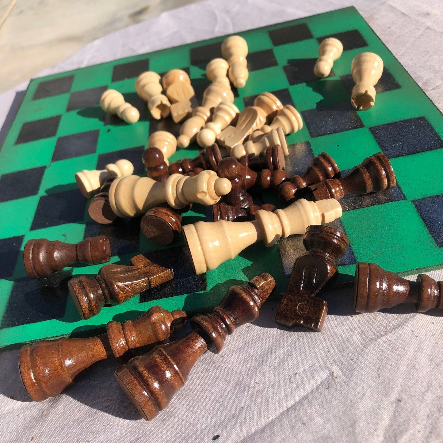 Chess Set - Green Silver