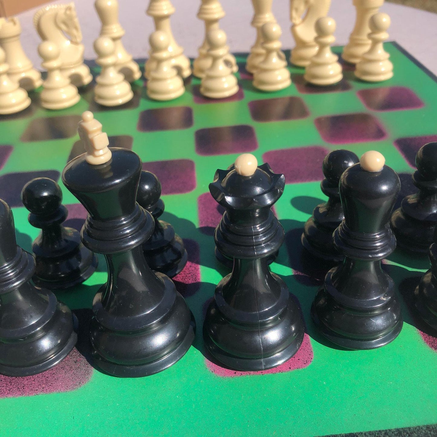 Large Chess Set - Purple & Green