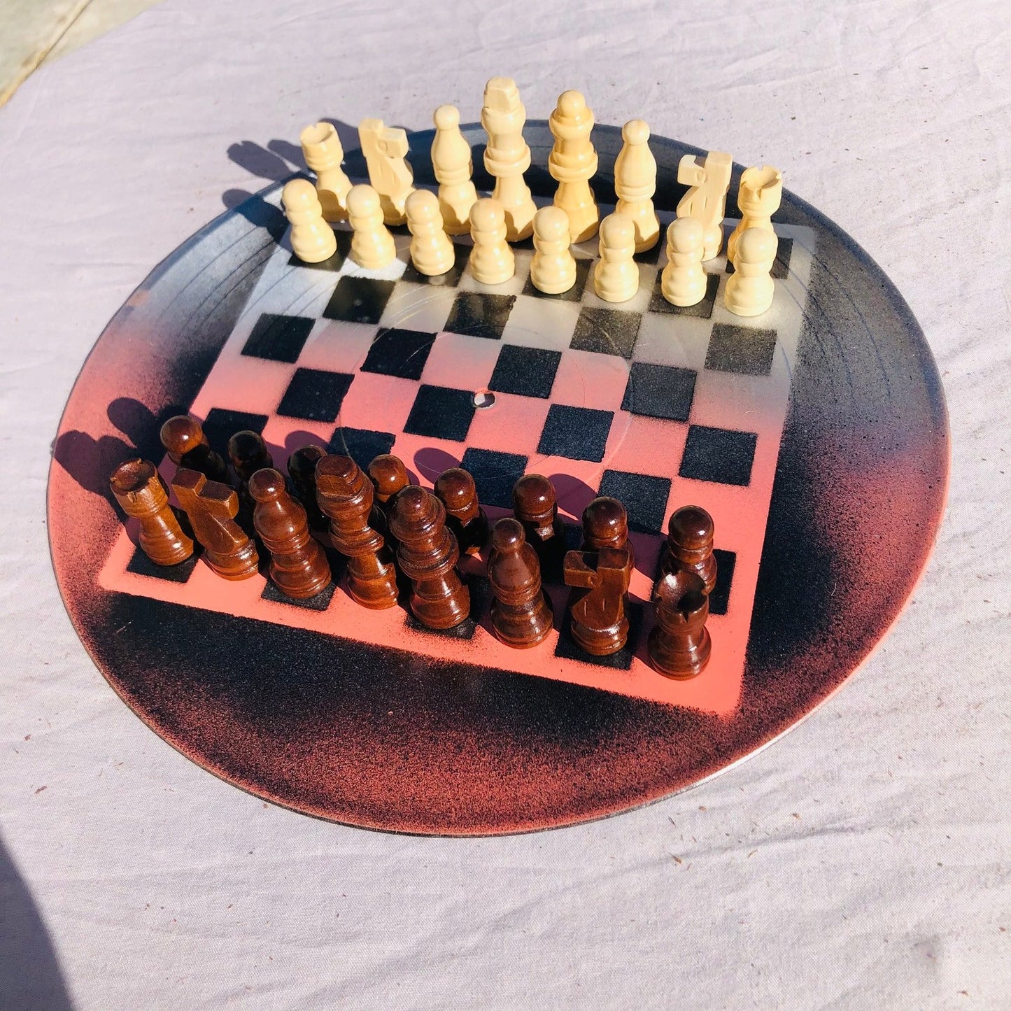 Vinyl Chess Set - Peach Chrome