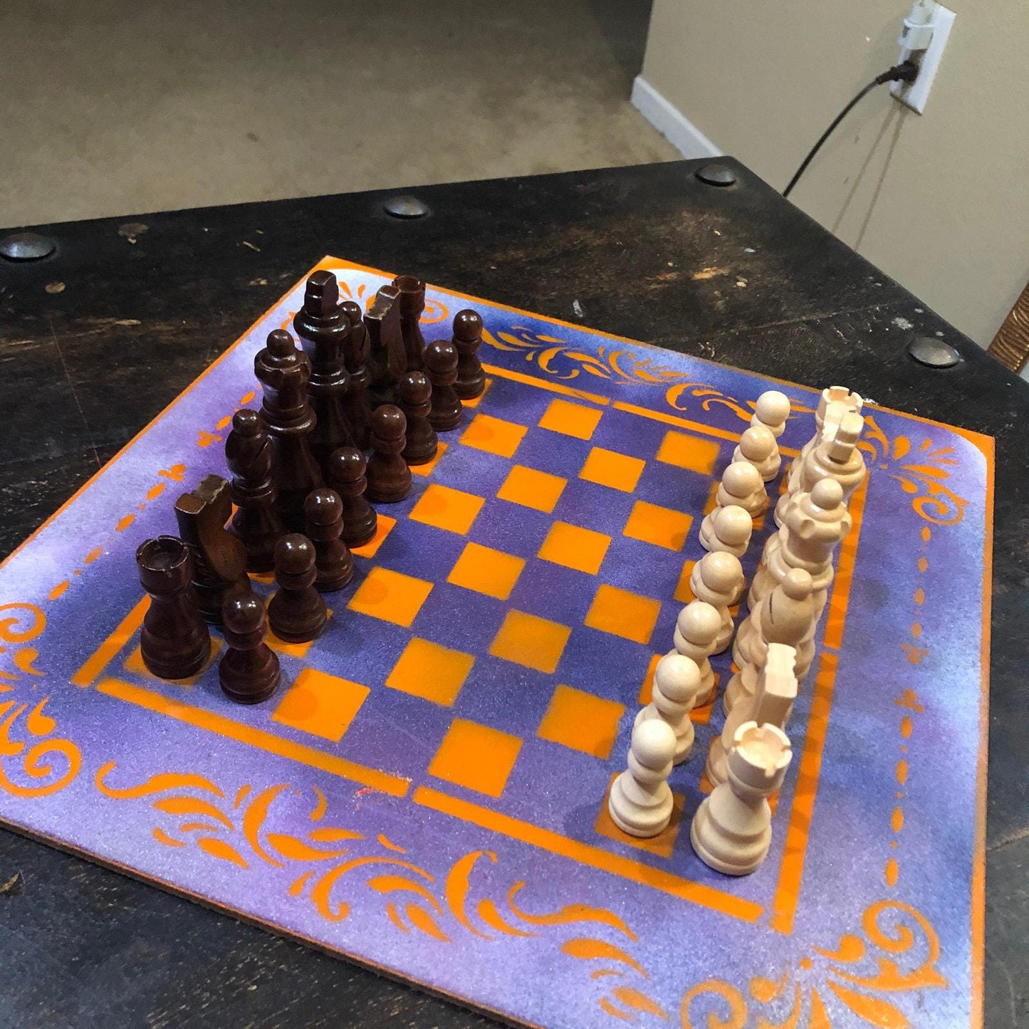 Chess Set - Purple & Orange Halloween