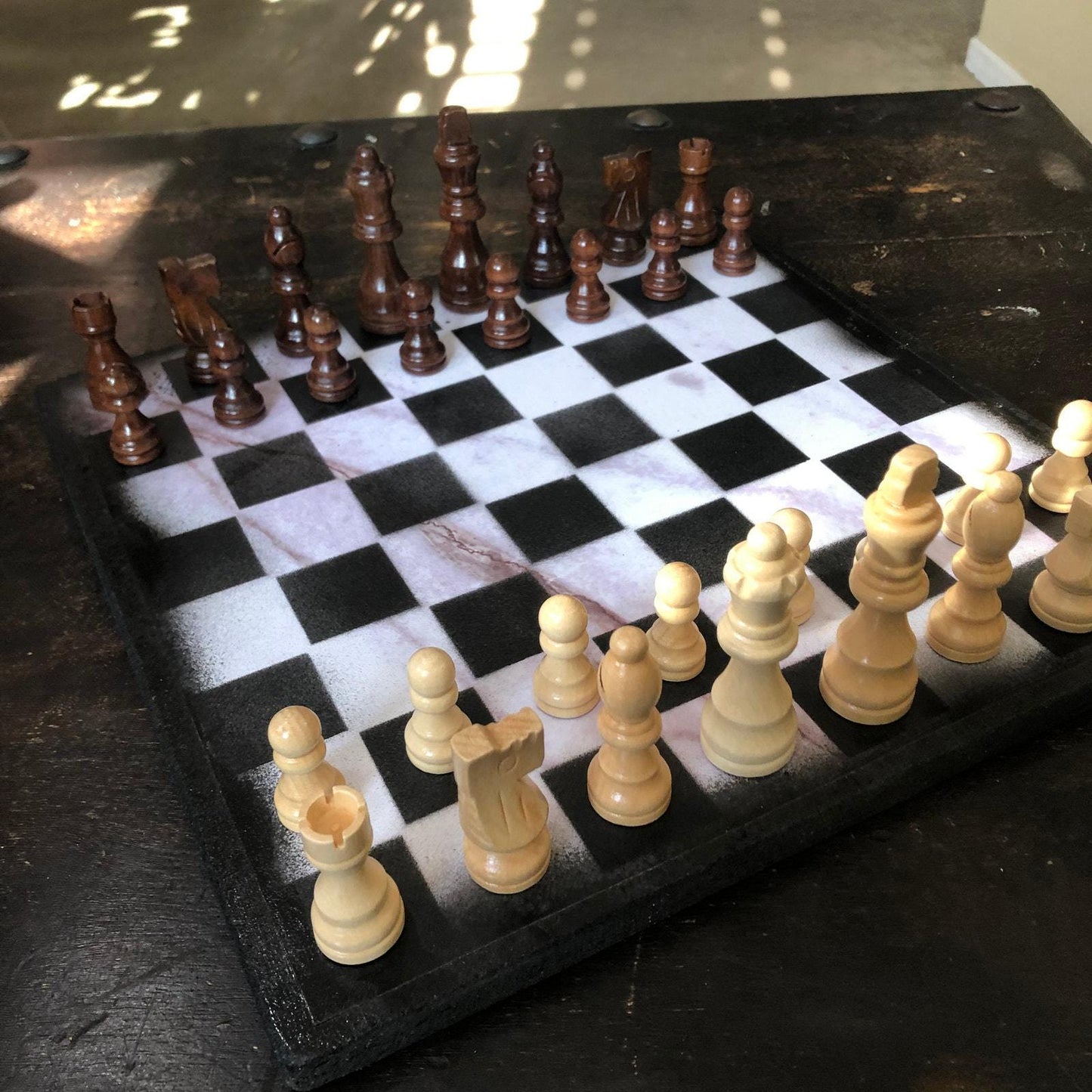 Scrapbook Chess Set - White Marble Pattern