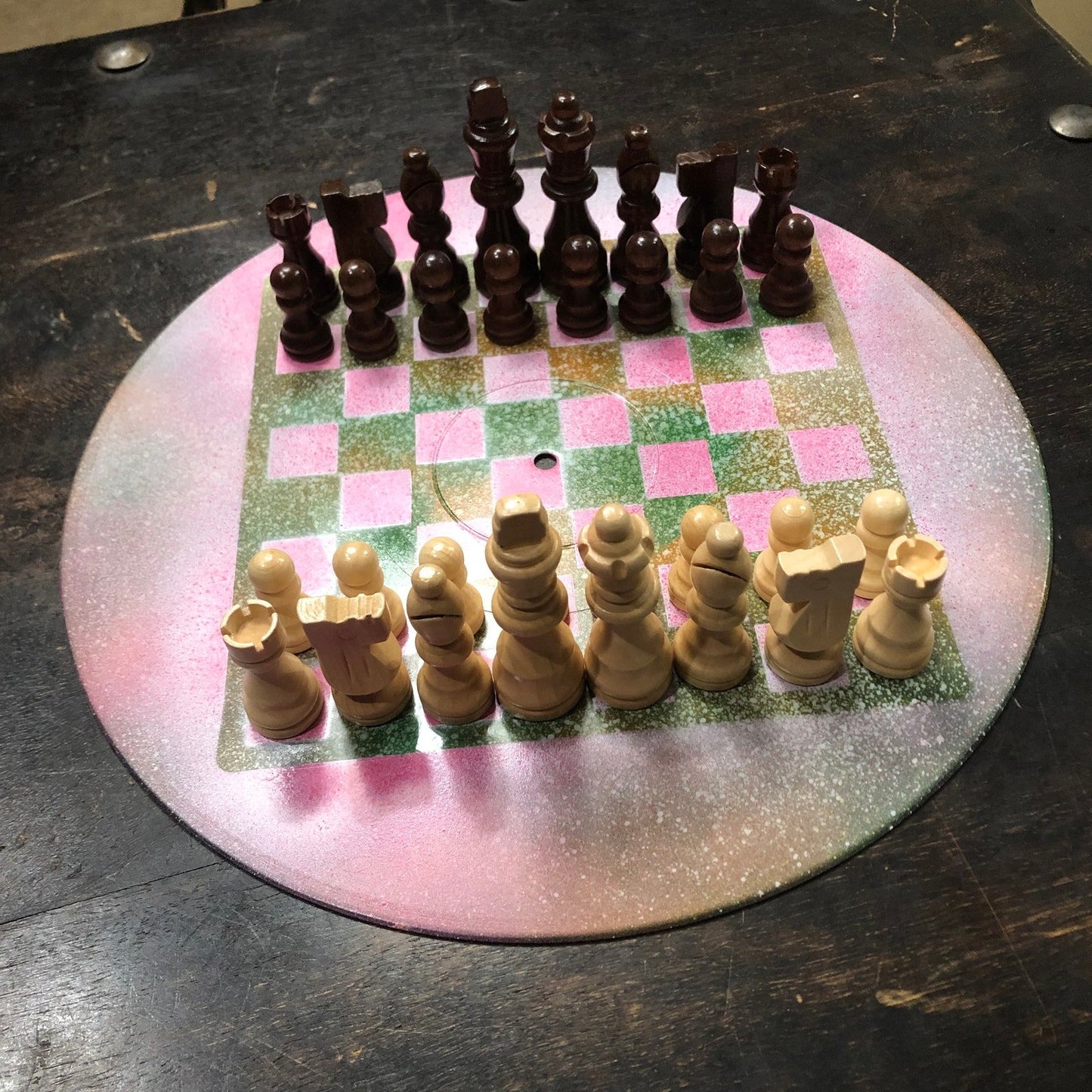 Vinyl Chess Set - Pink Green Mist