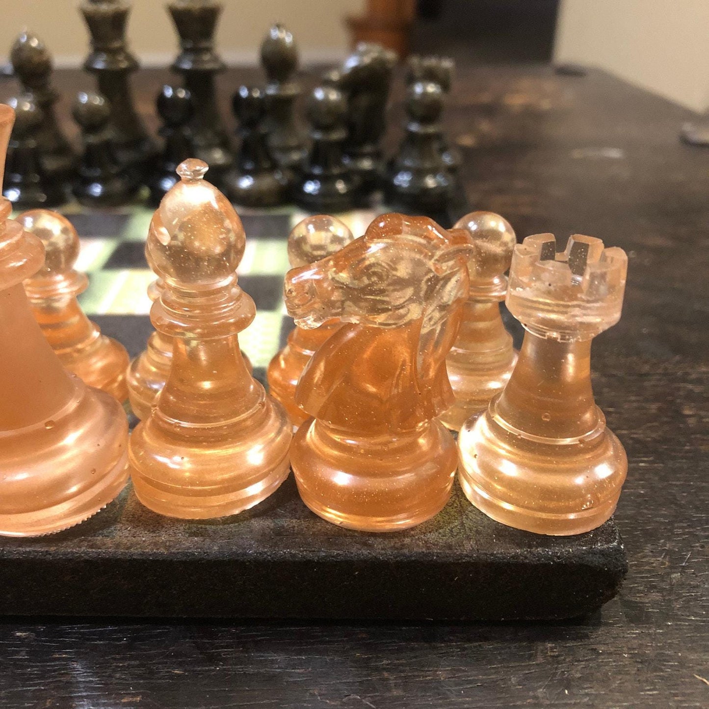 Scrapbook Chess Set - Vintage Stripes (Resin Pieces)