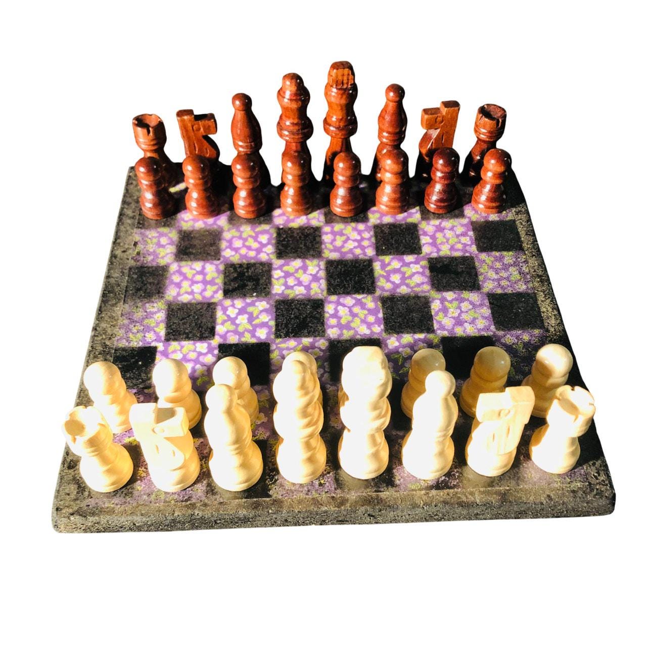 Scrapbook Chess Set - Purple Flowers