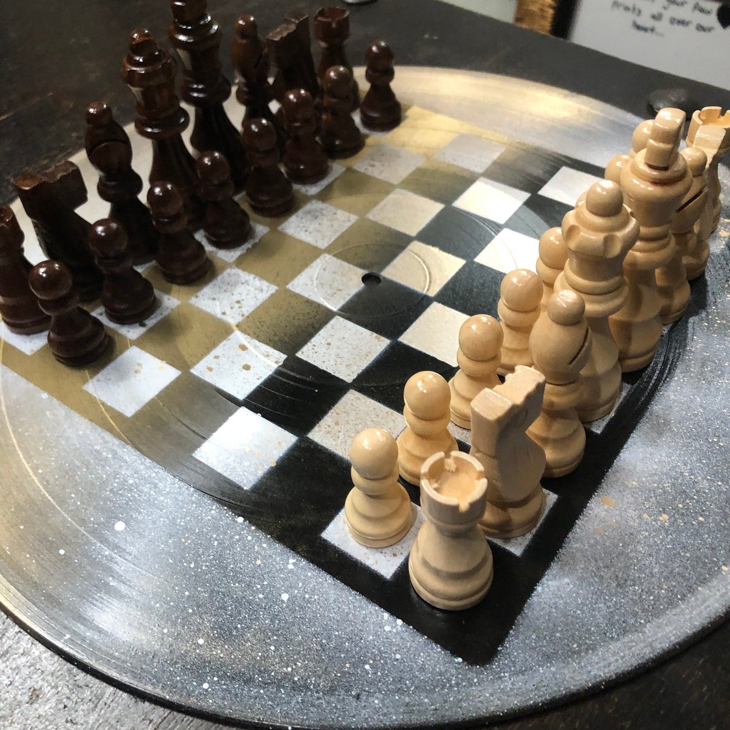 Vinyl Chess Set - Golden Black