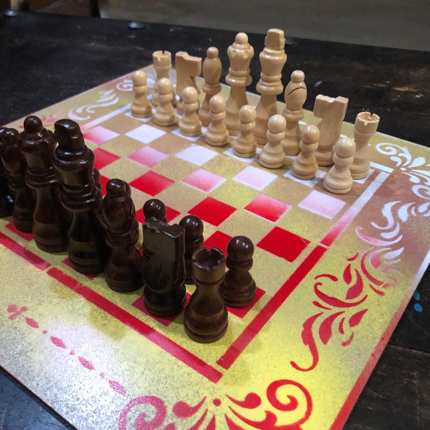 Chess Set - Golden Yellow Red