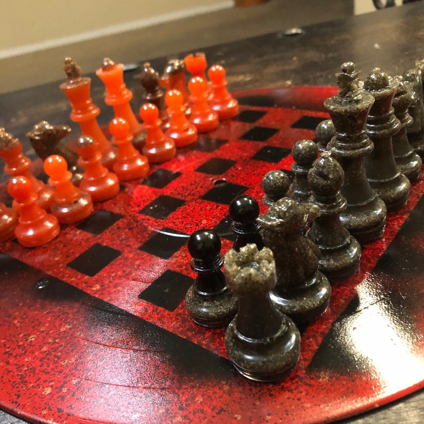 Vinyl Chess Set - Pitchfork Red (Resin Pieces)