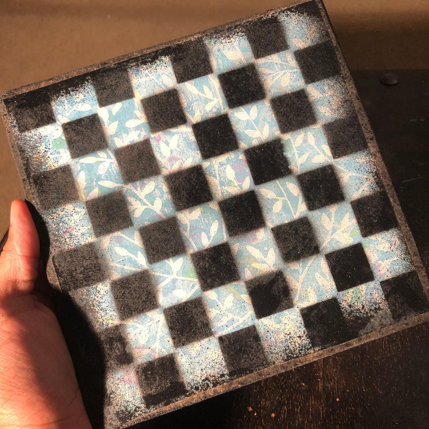 Scrapbook Chess Set - Sky Blue Flower