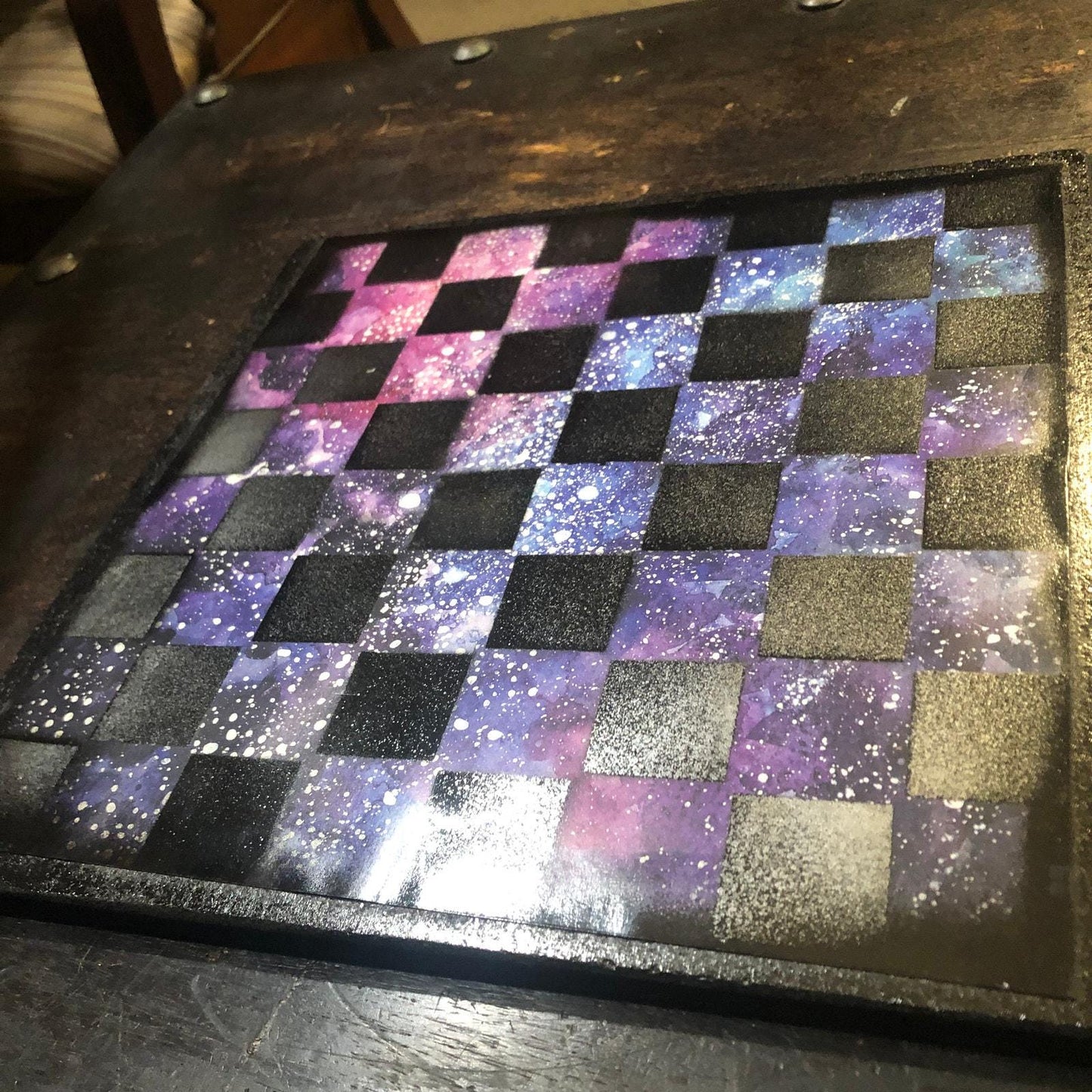 Scrapbook Chess Set - Vibrant Glaxy (Resin Pieces)