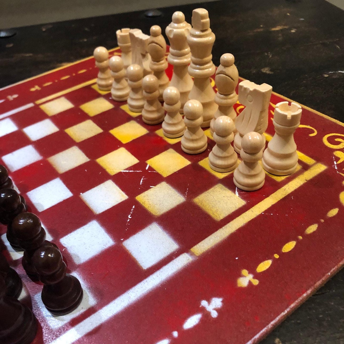 Chess Set - Red White & Yellow