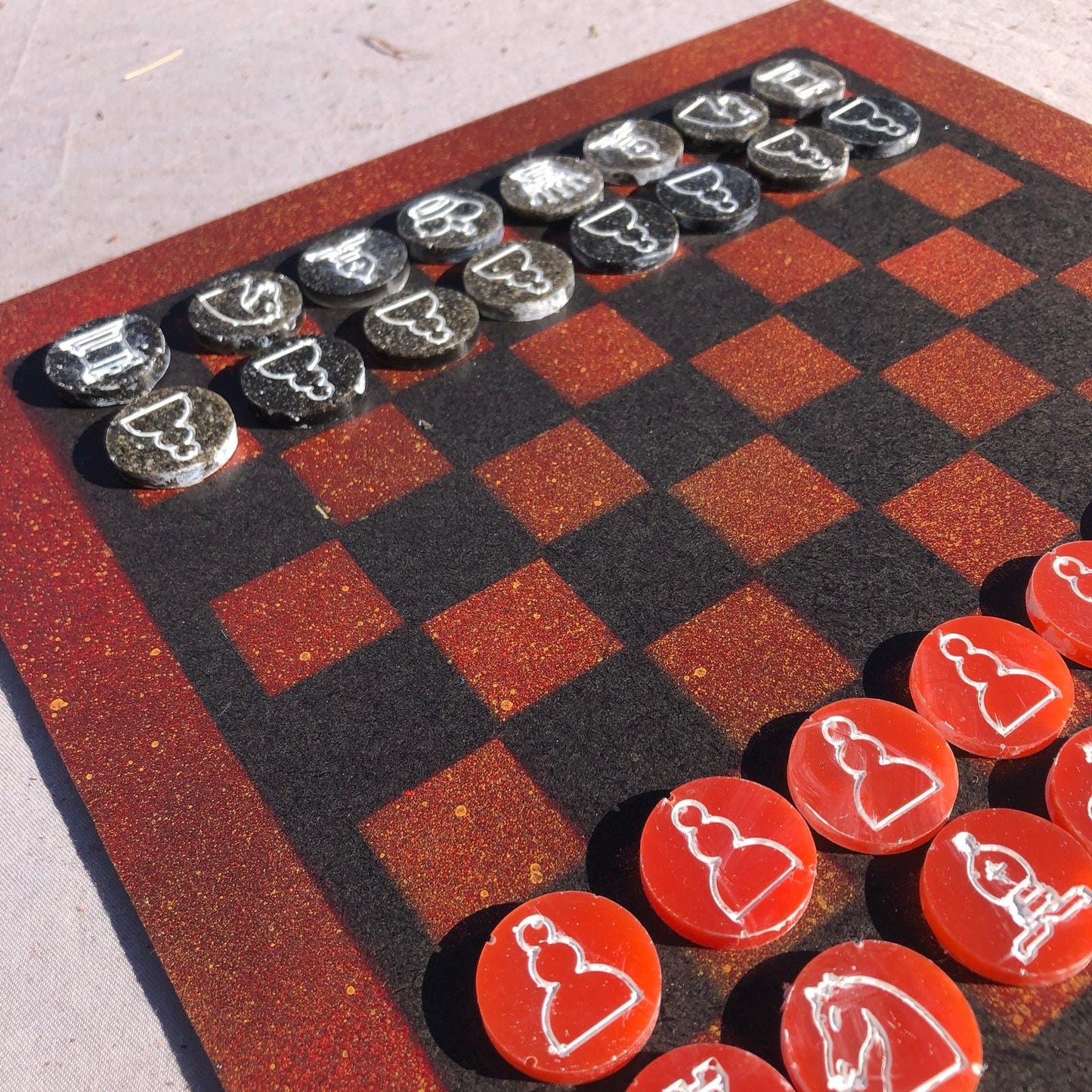 Chess Set - Bronze Red