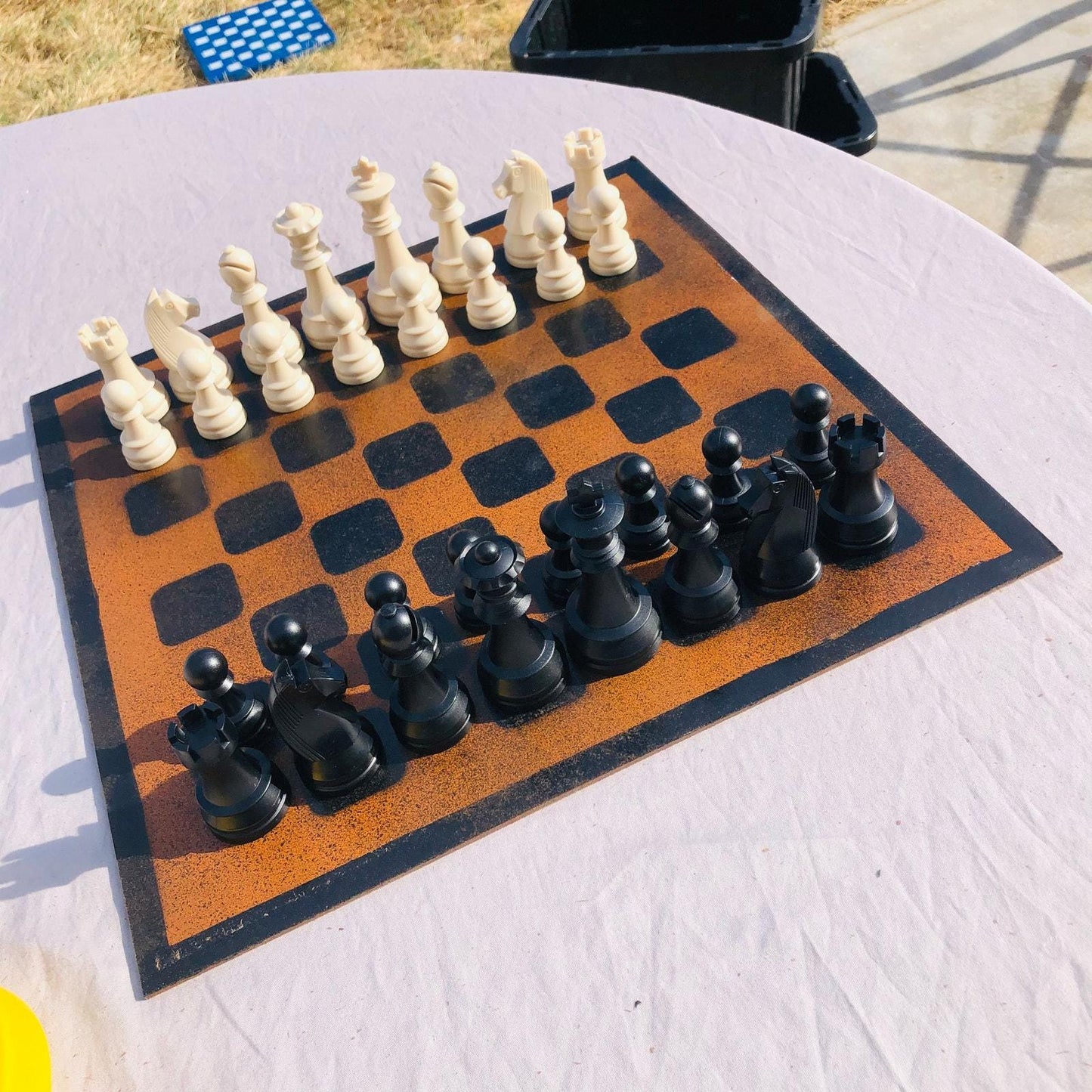 Large Chess Set - Orange & Black