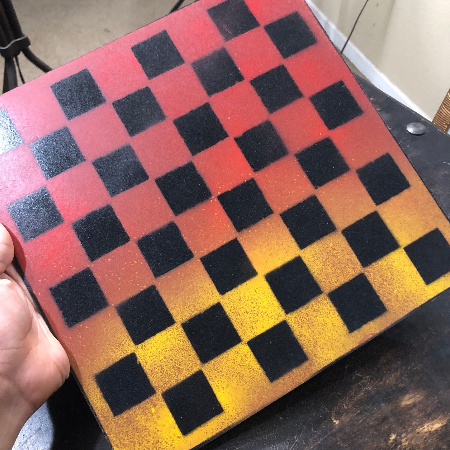 Painted Chess Set -  Red & Yellow Mix