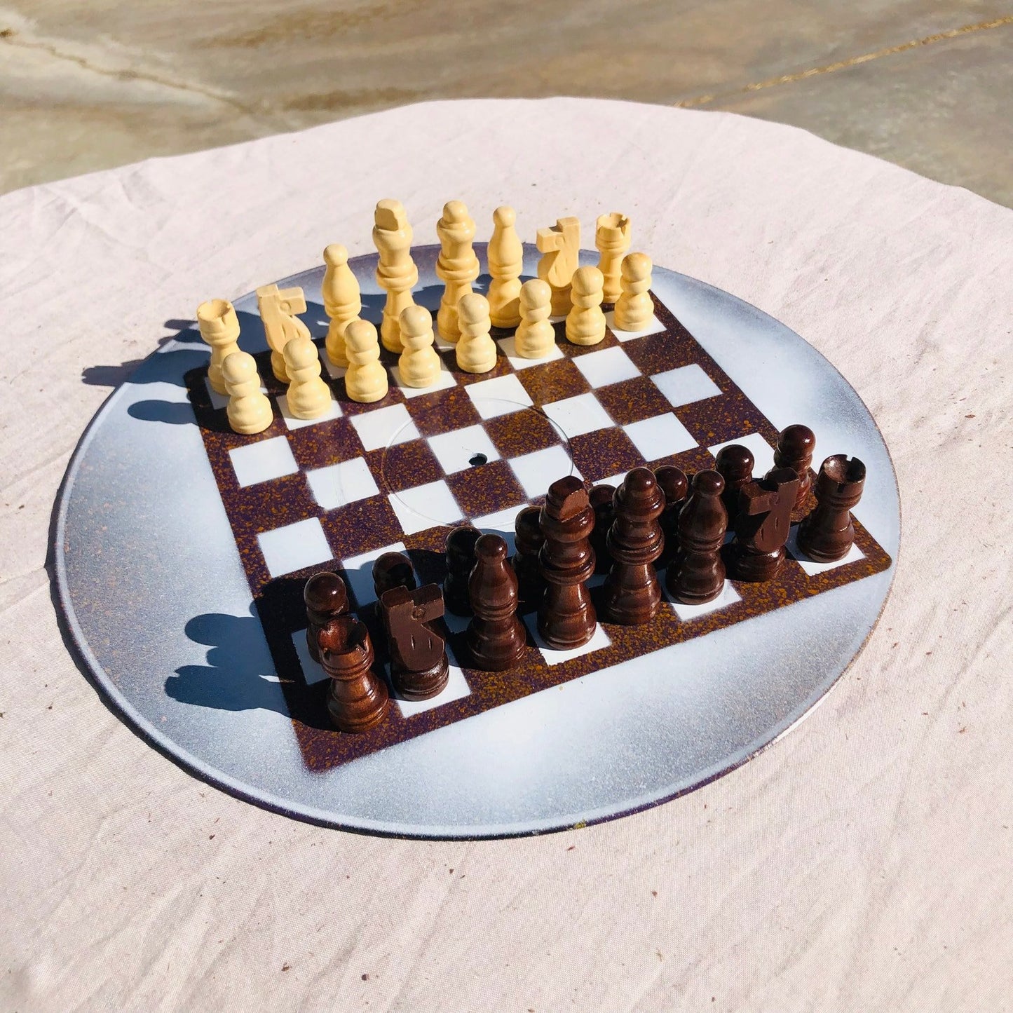 Vinyl Chess Set -  Brown Orange Drizzle