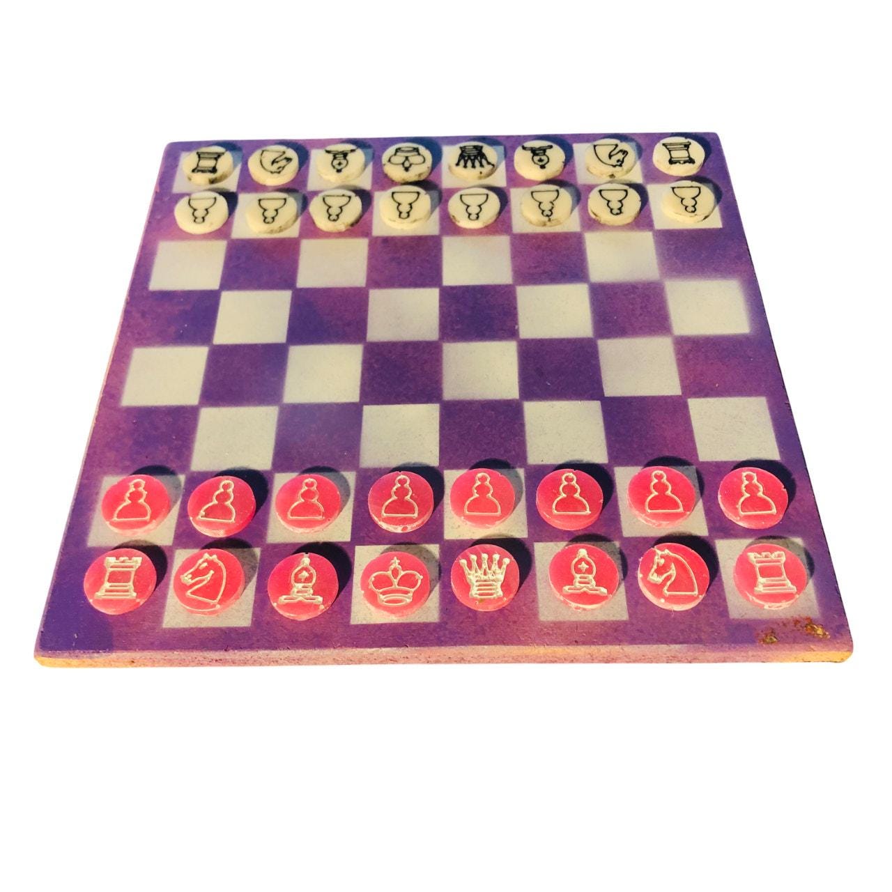 Chess Set - Purple Pink & White