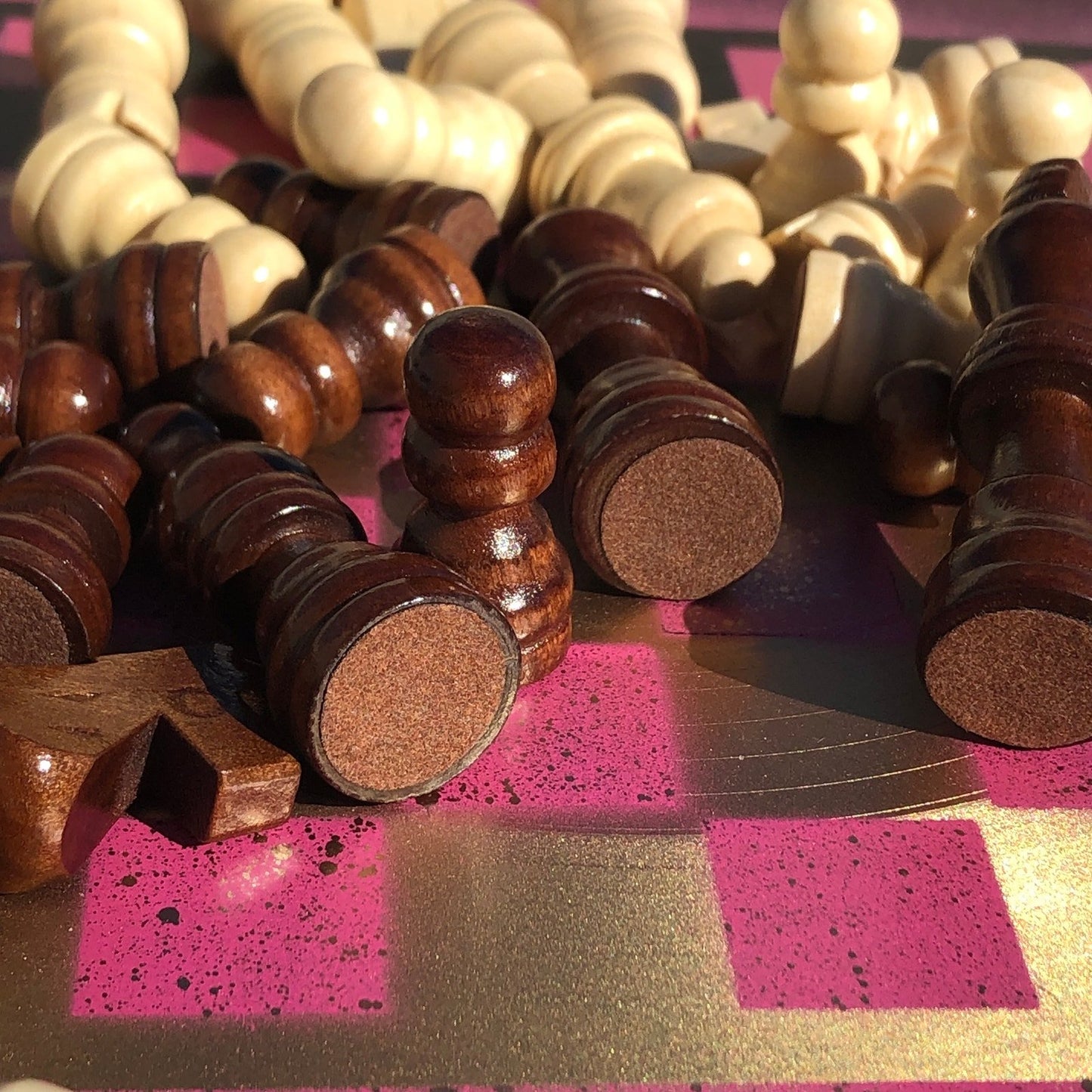 Vinyl Chess Set - Golden Pink