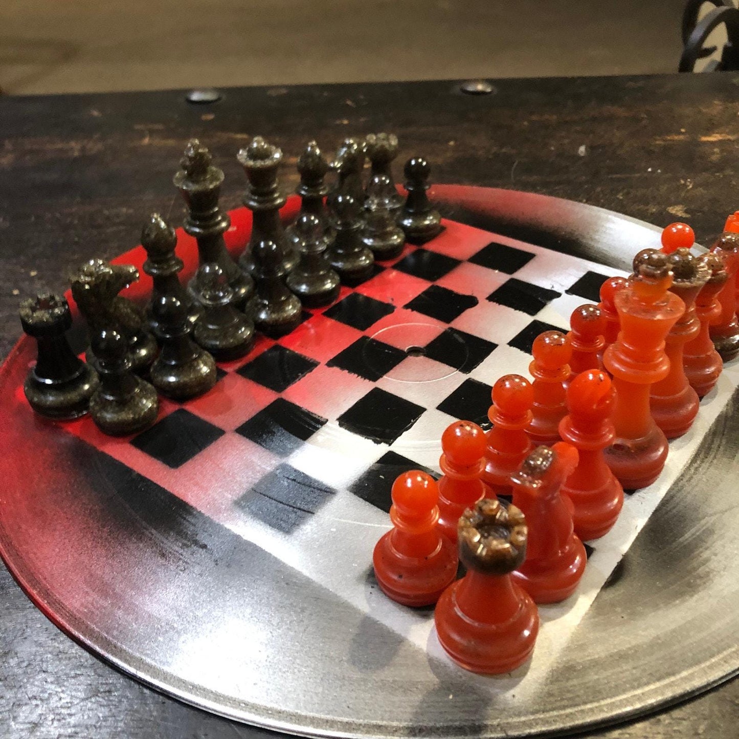 Vinyl Chess Set - Stealth Red (Resin Pieces)