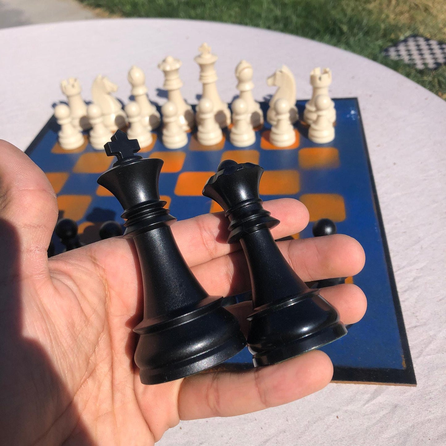 Large Chess Set - Orange & Black