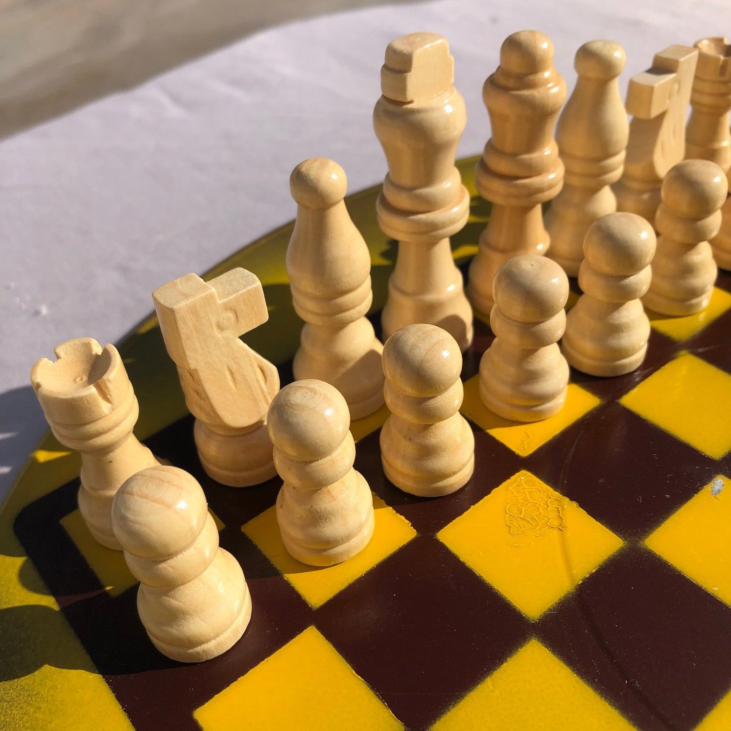 Vinyl Chess Set - Chocolate Yellow