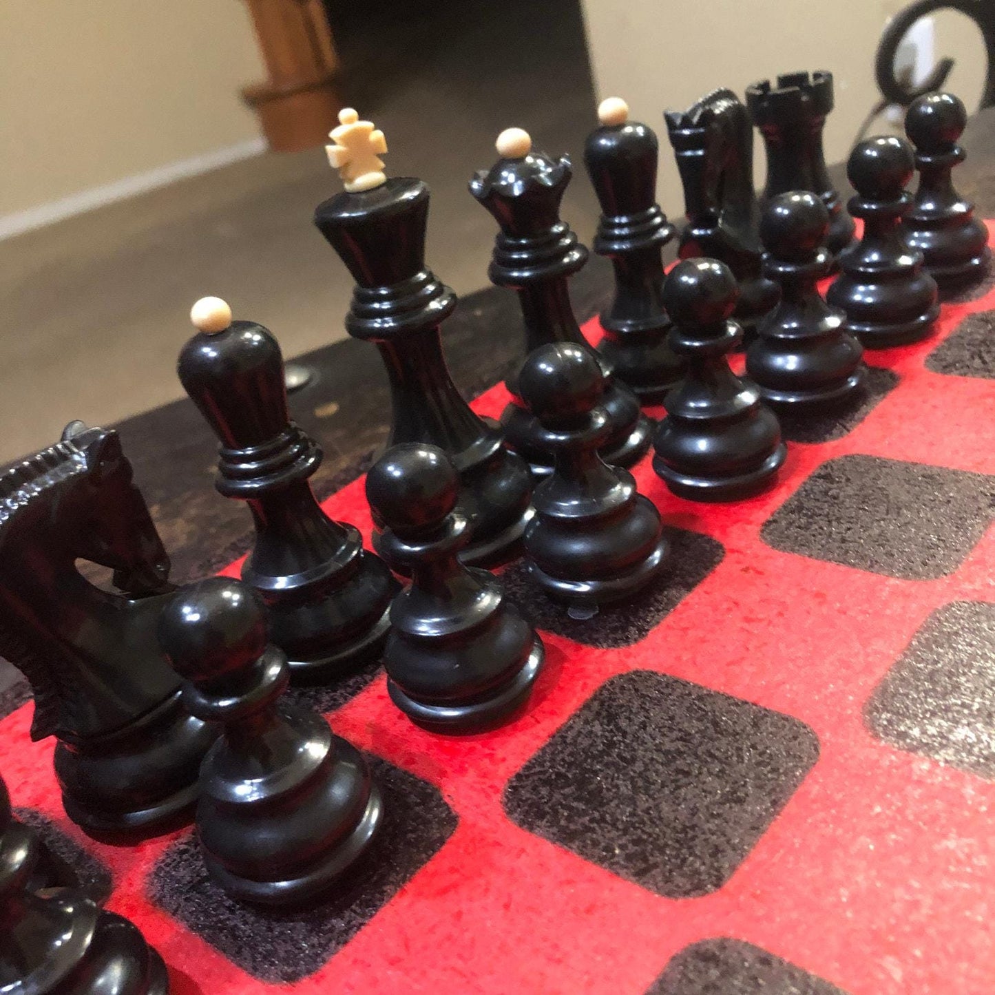 Large Chess Set - Red & Black