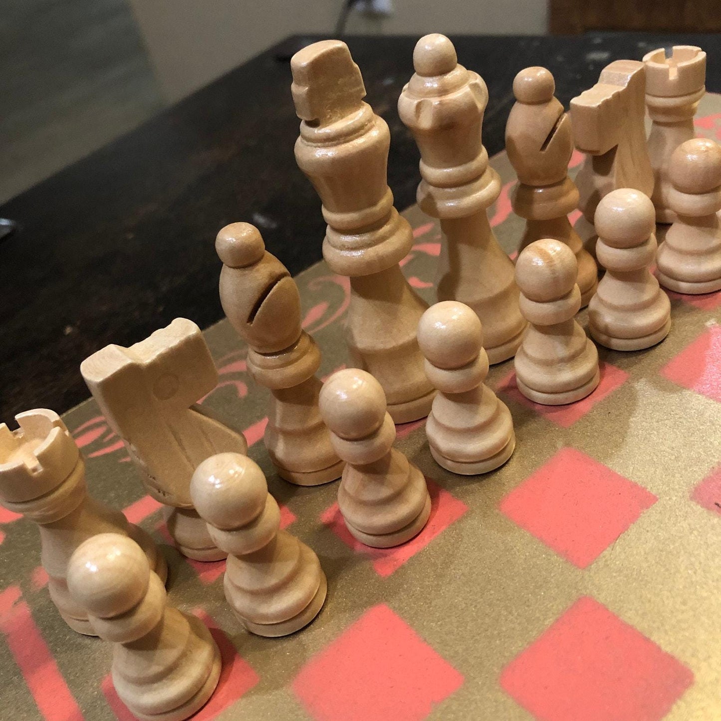 Chess Set - Golden Peach Pink