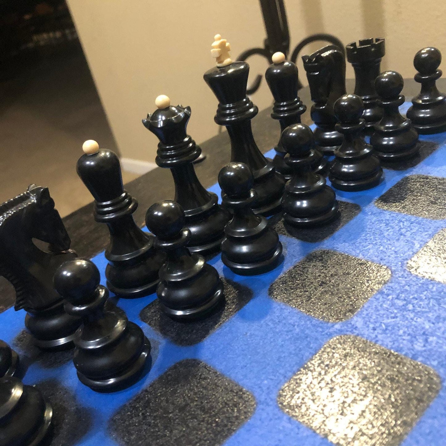 Large Chess Set - Deep Blue & Black