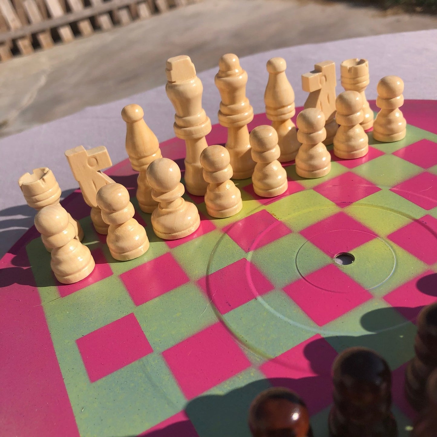 Vinyl Chess Set - Pink Lime Green