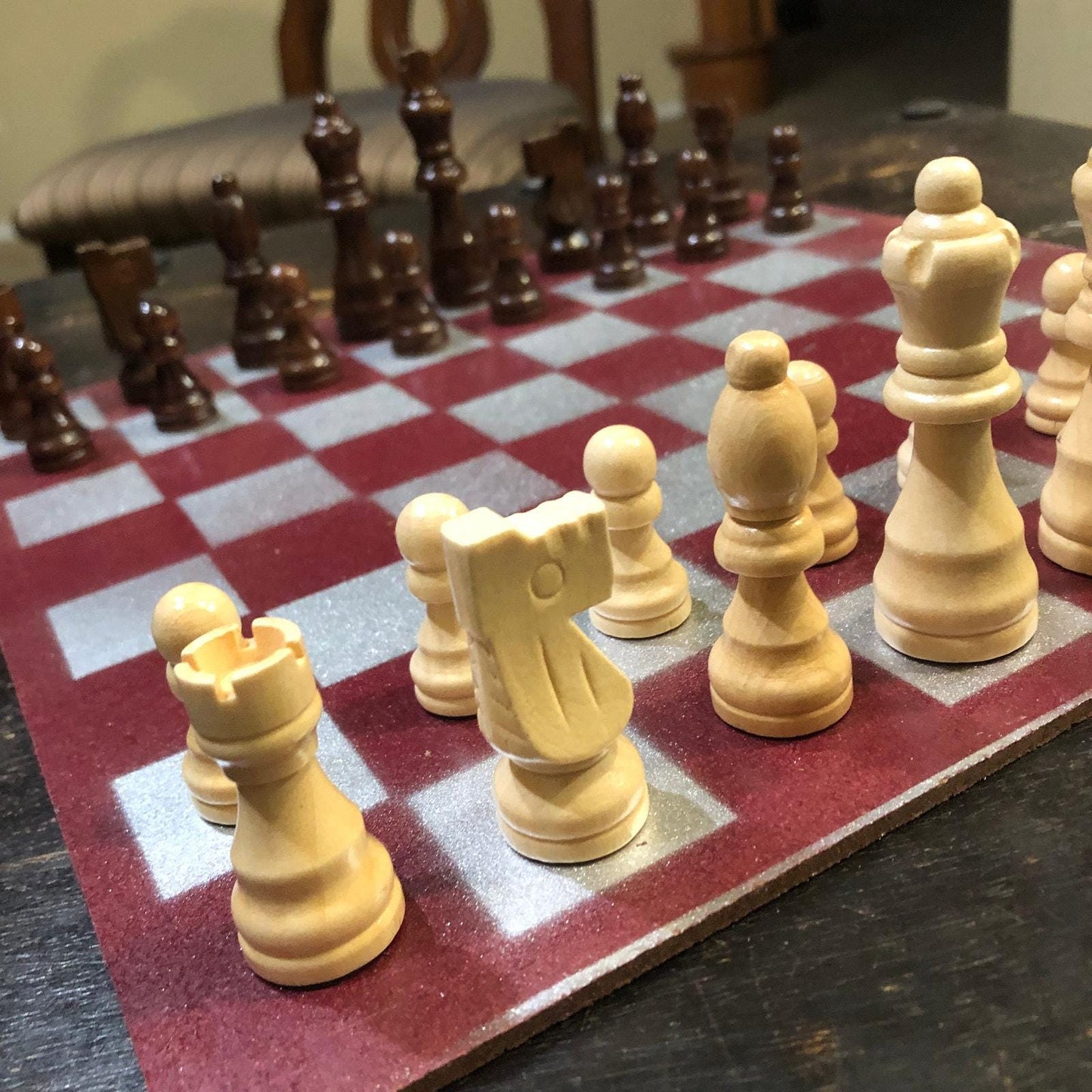 Chess Set - Red & Silver