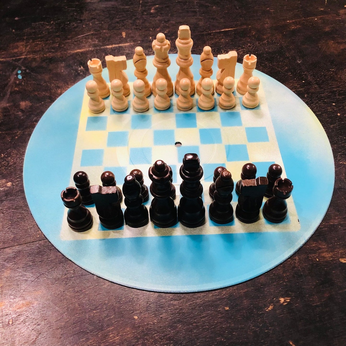 Vinyl Chess Set - Cream Blue