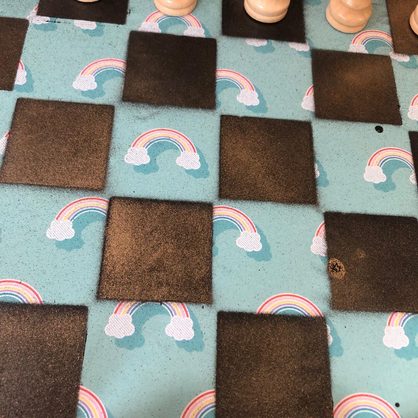 Scrapbook Chess Set - Blue Rainbow