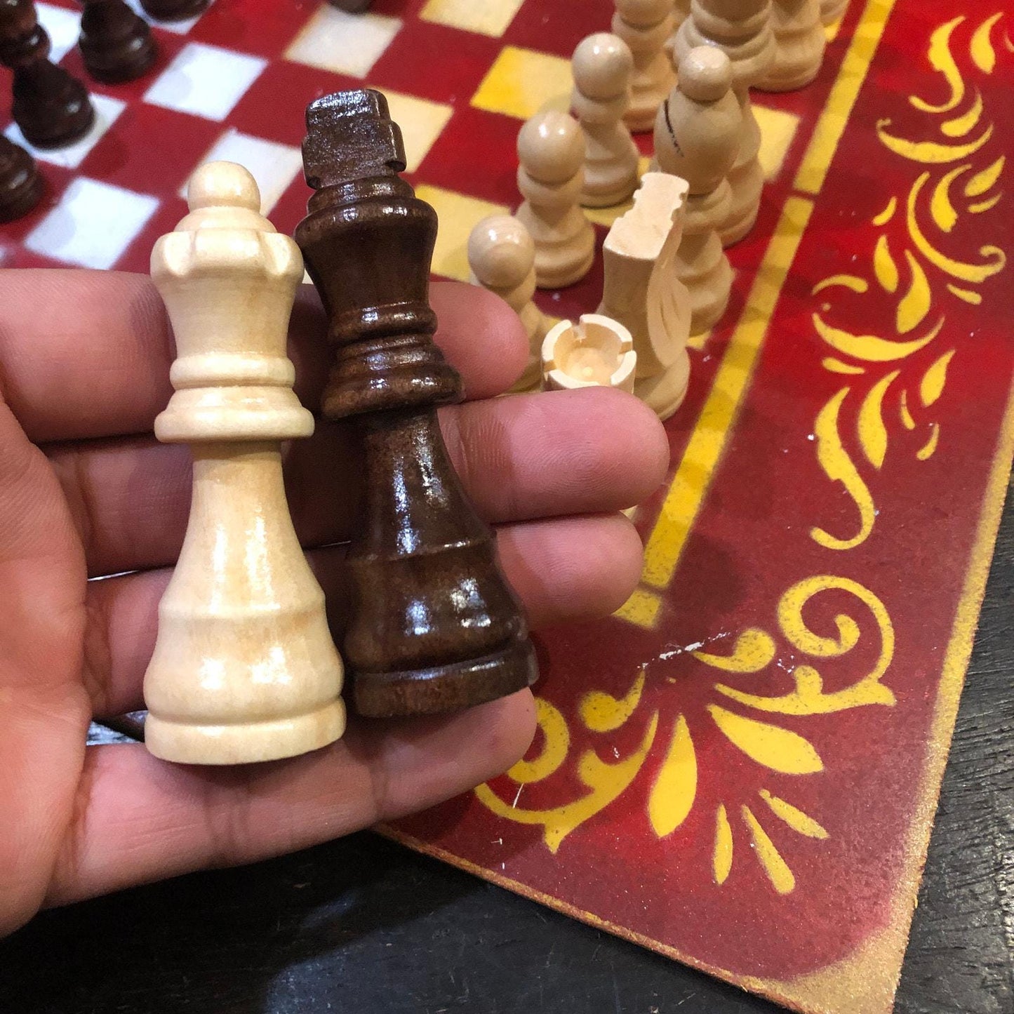 Chess Set - Red White & Yellow