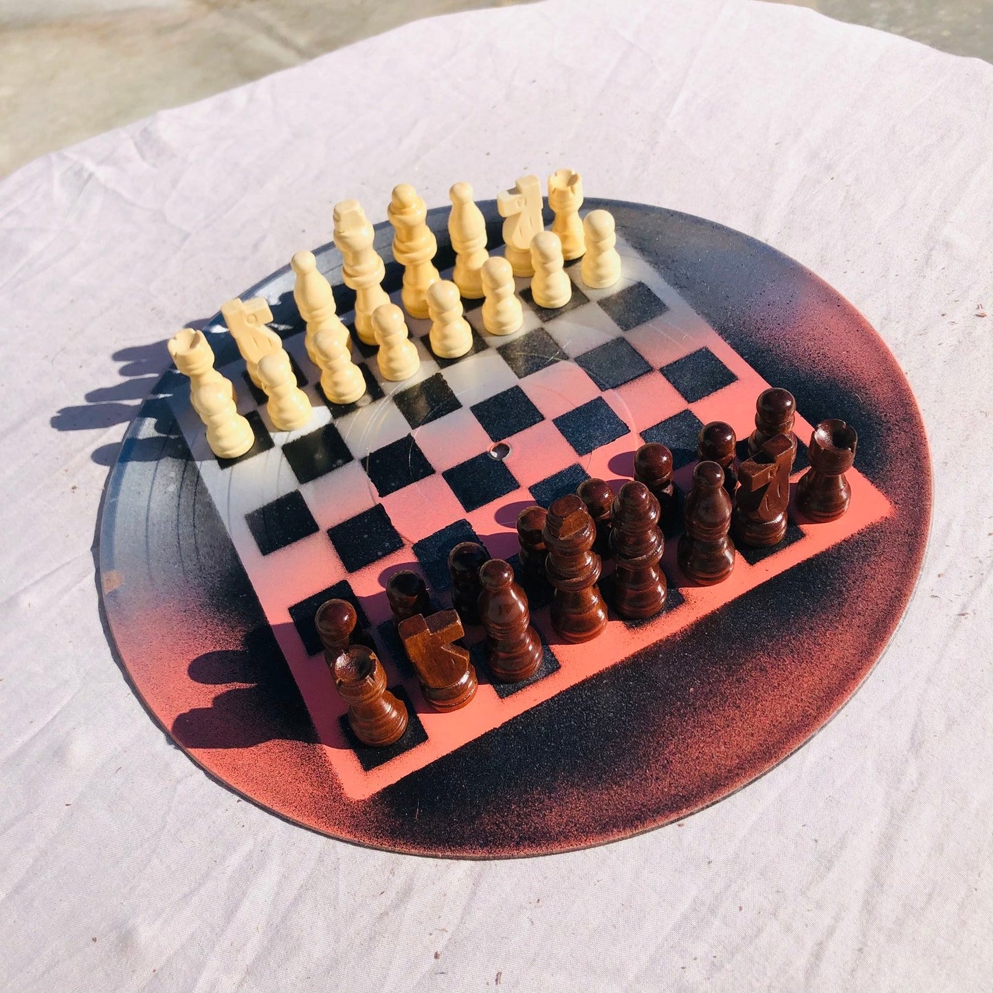 Vinyl Chess Set - Peach Chrome