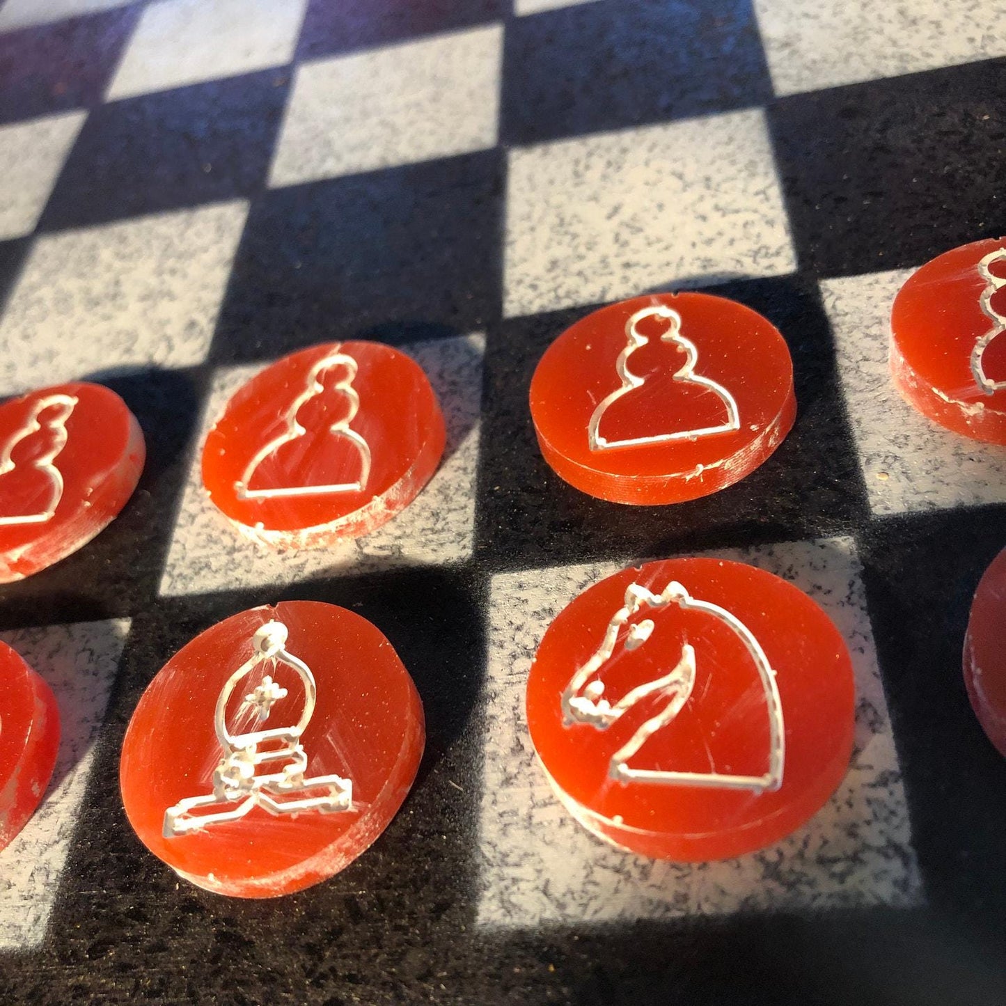 Chess Set - Red Black & White (Resin Pieces)