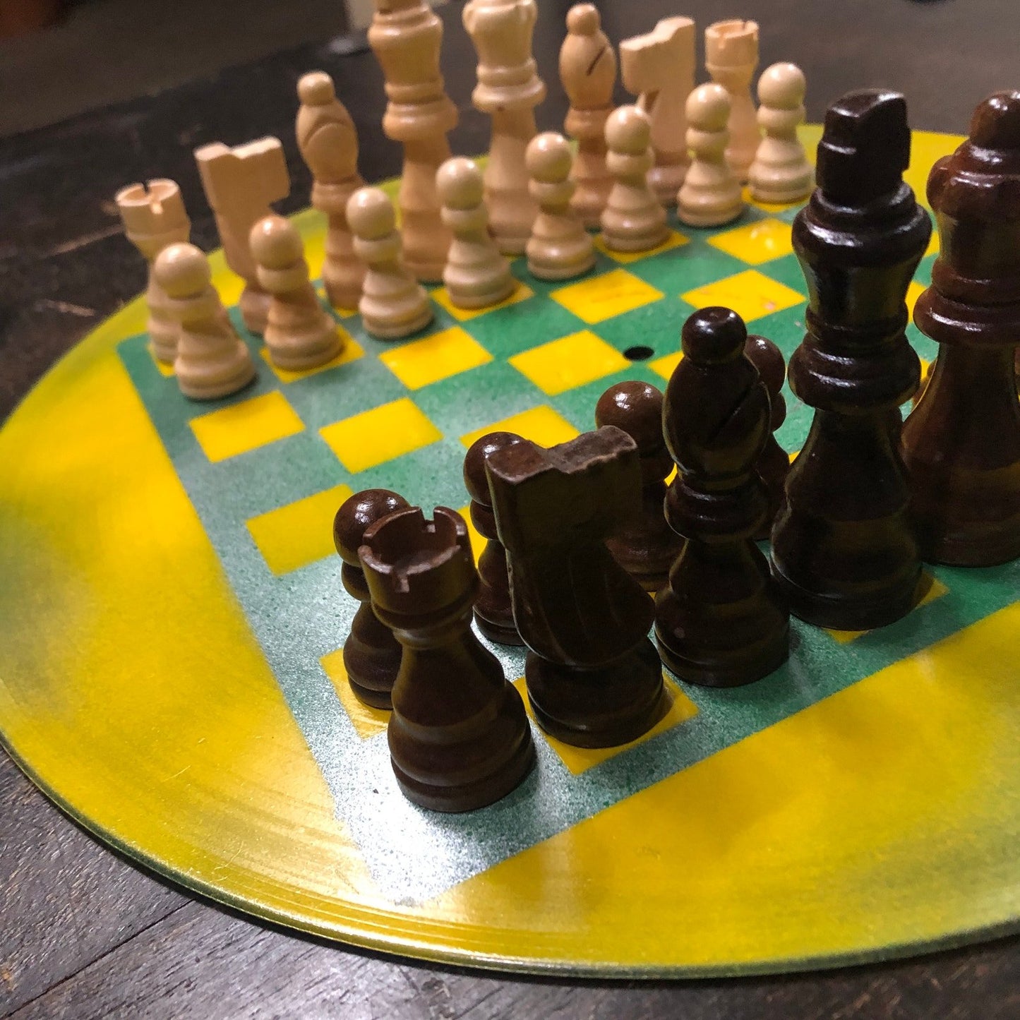 Vinyl Chess Set - Green & Yellow