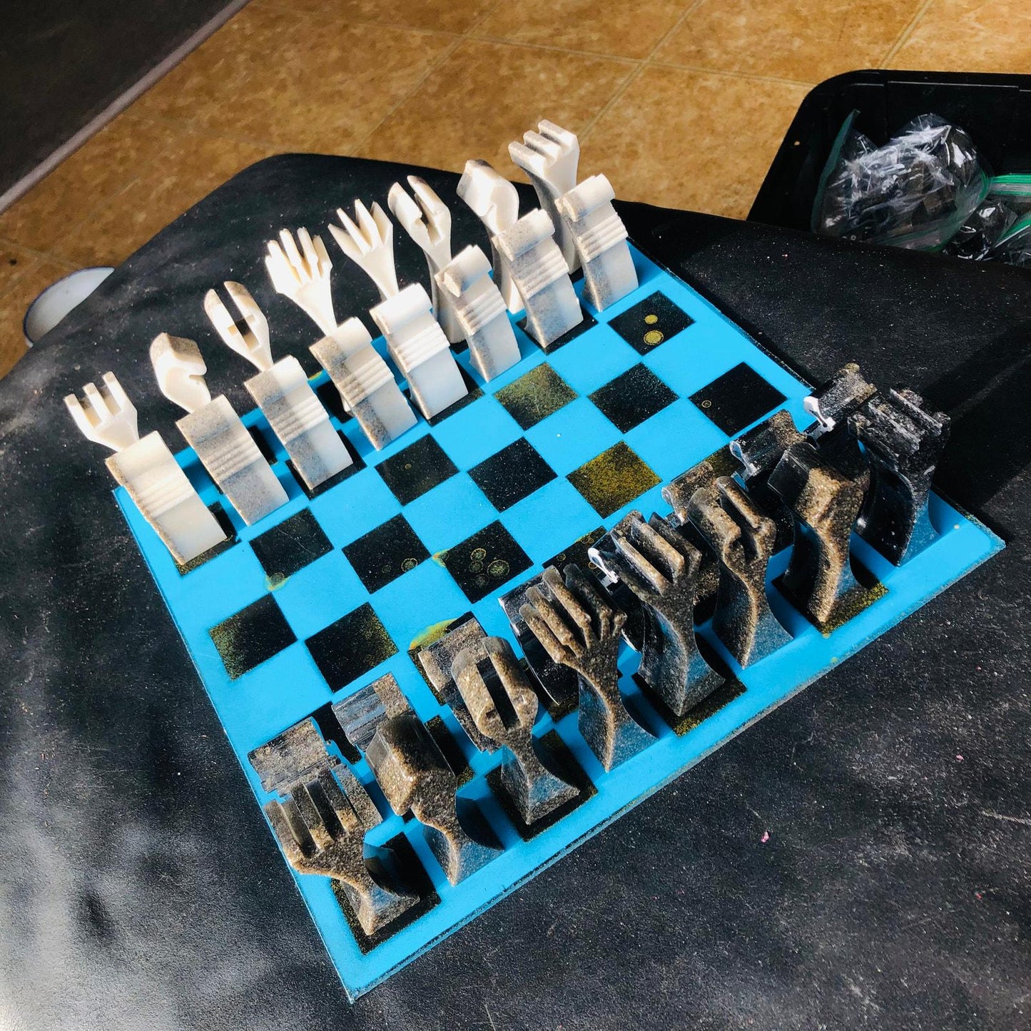 Chess Set - Blue & White Deluxe