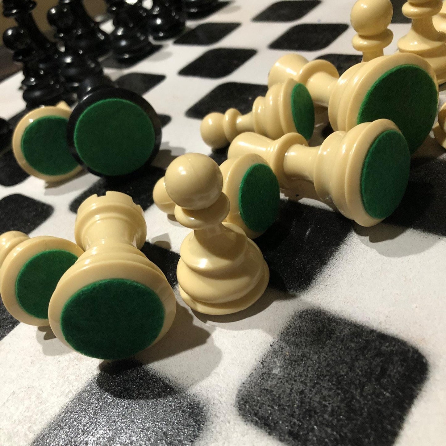 Large Painted Chess Set - Black & White