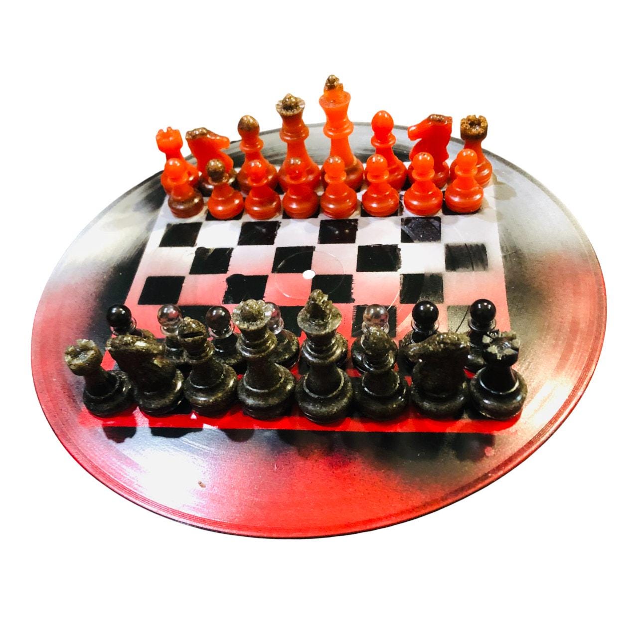 Vinyl Chess Set - Stealth Red (Resin Pieces)