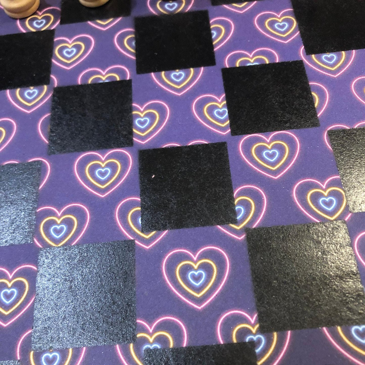 Scrapbook Chess Set - Purple Neon Hearts