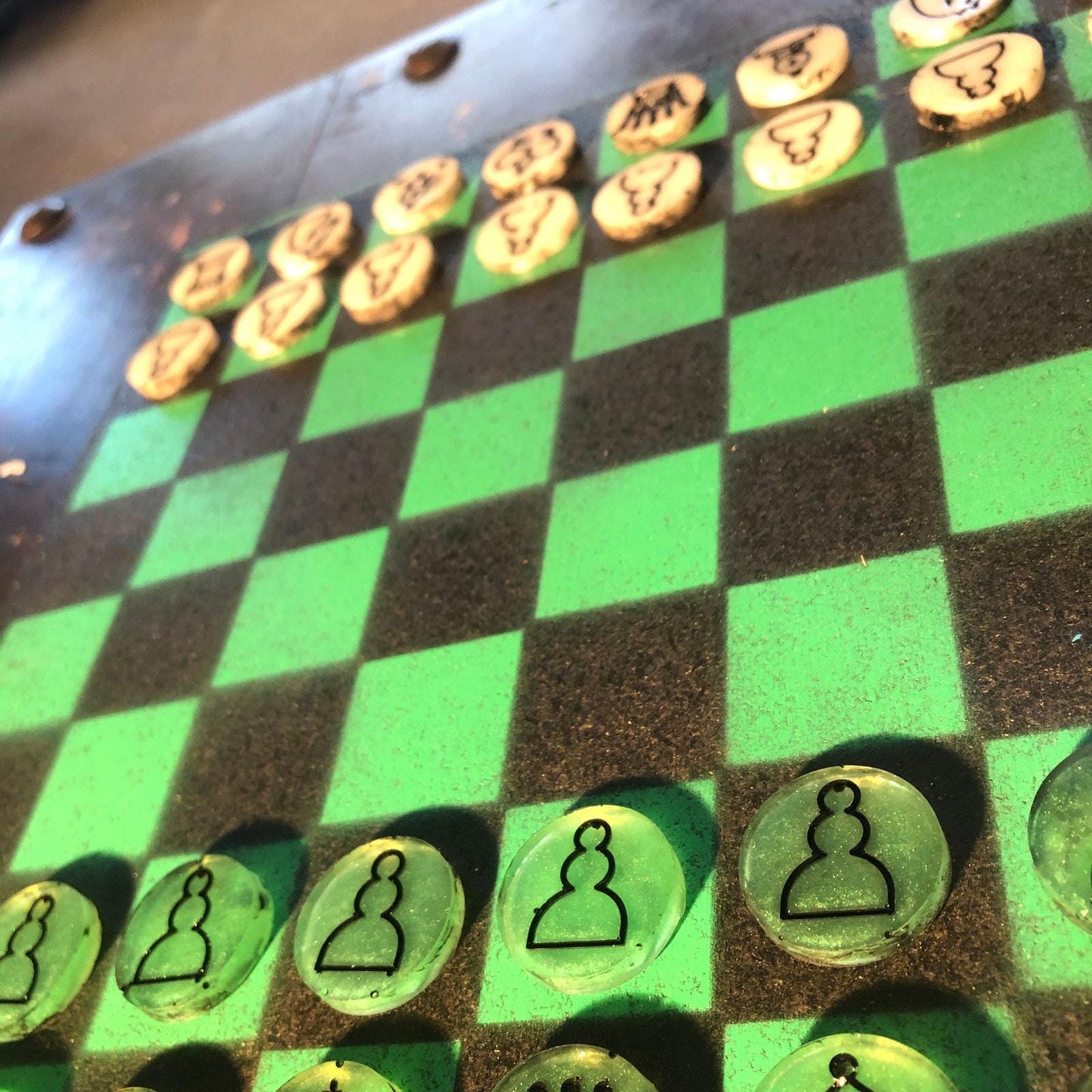 Chess Set - Green & Black (Resin Pieces)