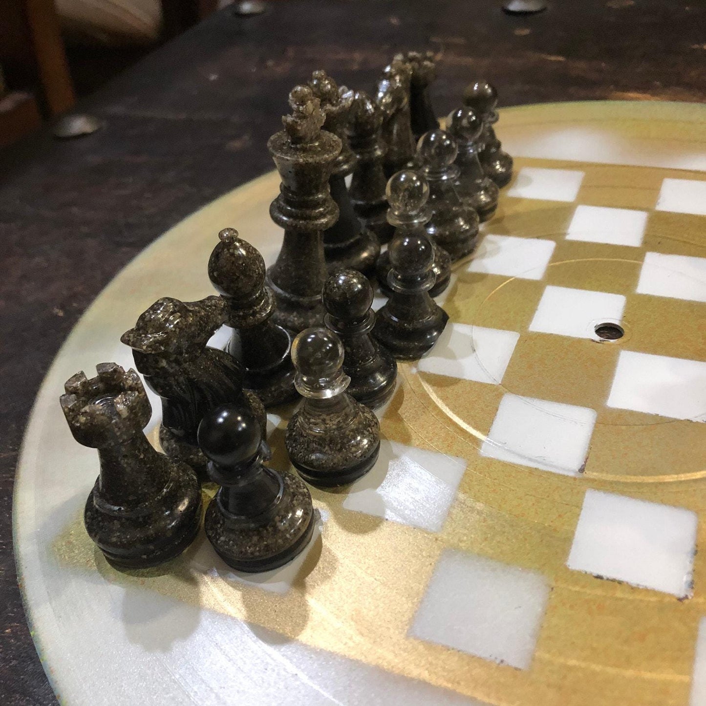 Vinyl Chess Set - Champagne Gold (Resin Pieces)