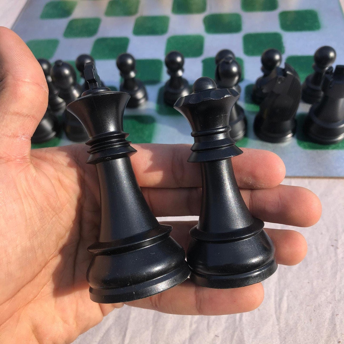 Large Chess Set - Chrome Green