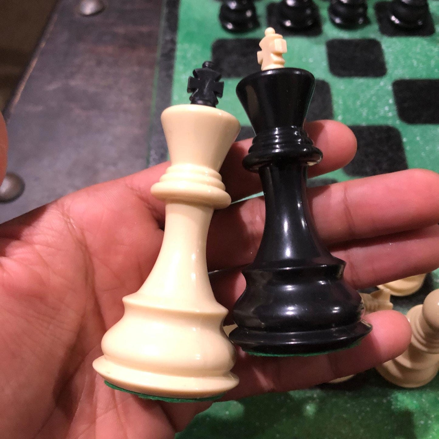 Large Painted Chess Set - Green & Black