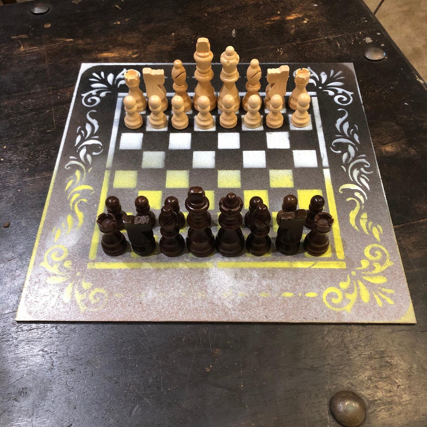 Chess Set - Black Yellow & White