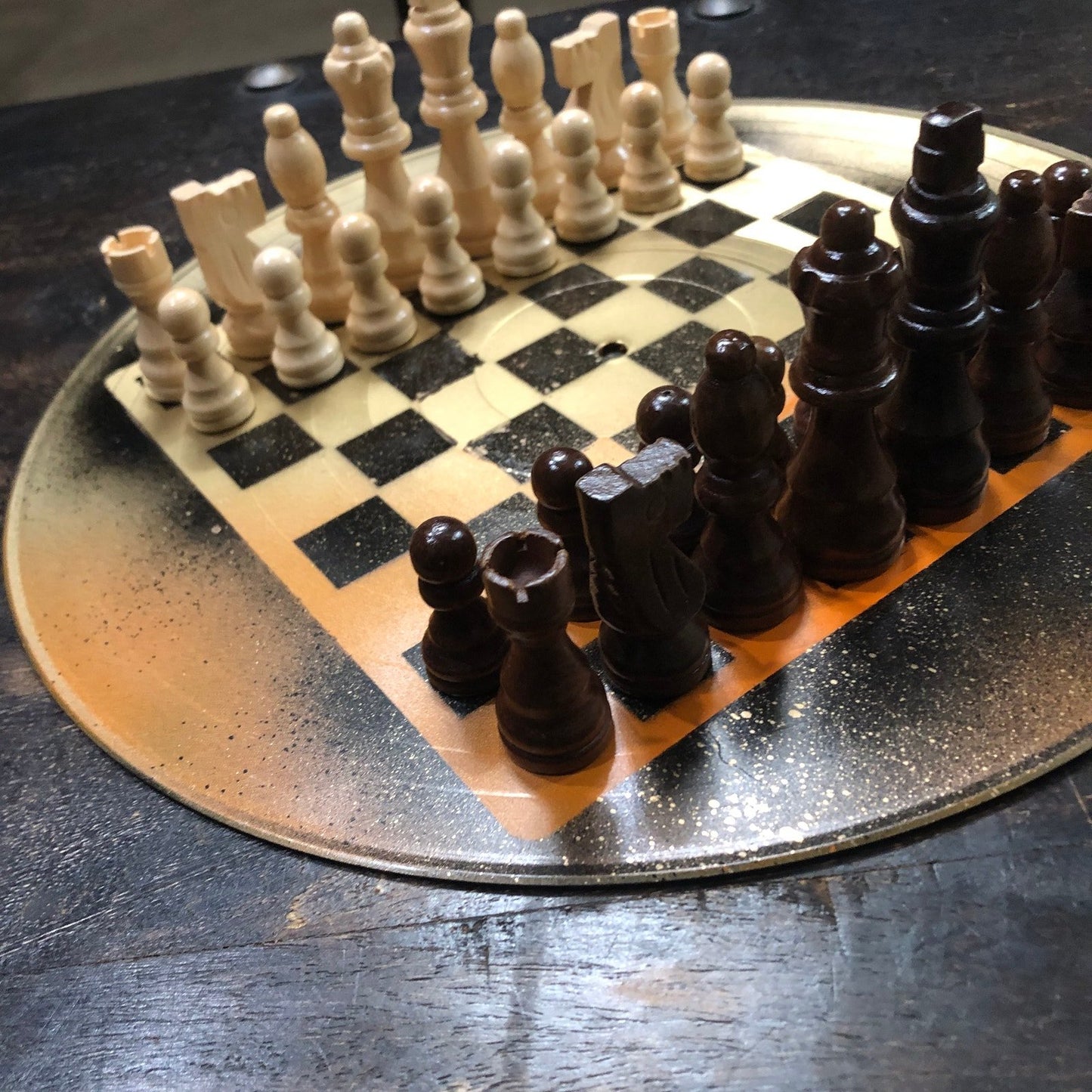 Vinyl Chess Set - Orange Gold & Black