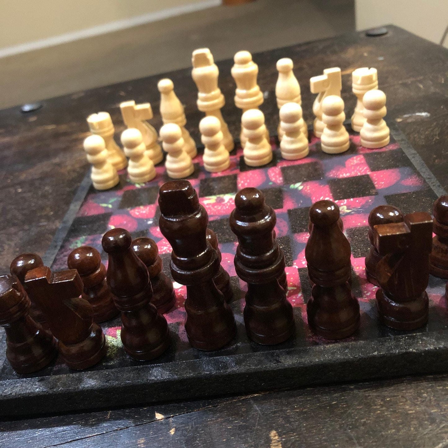 Scrapbook Chess Set - Strawberry Red