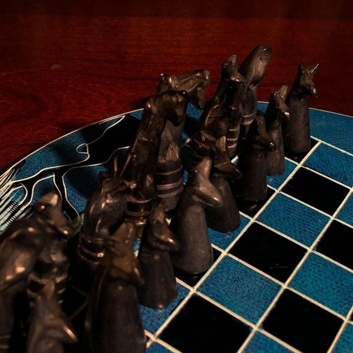 African Vintage Chess Set - Blue Rhino Chess Board