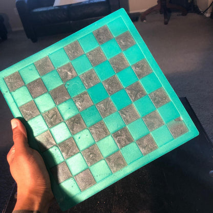 Handmade Resin Chess Set - Aqua Green
