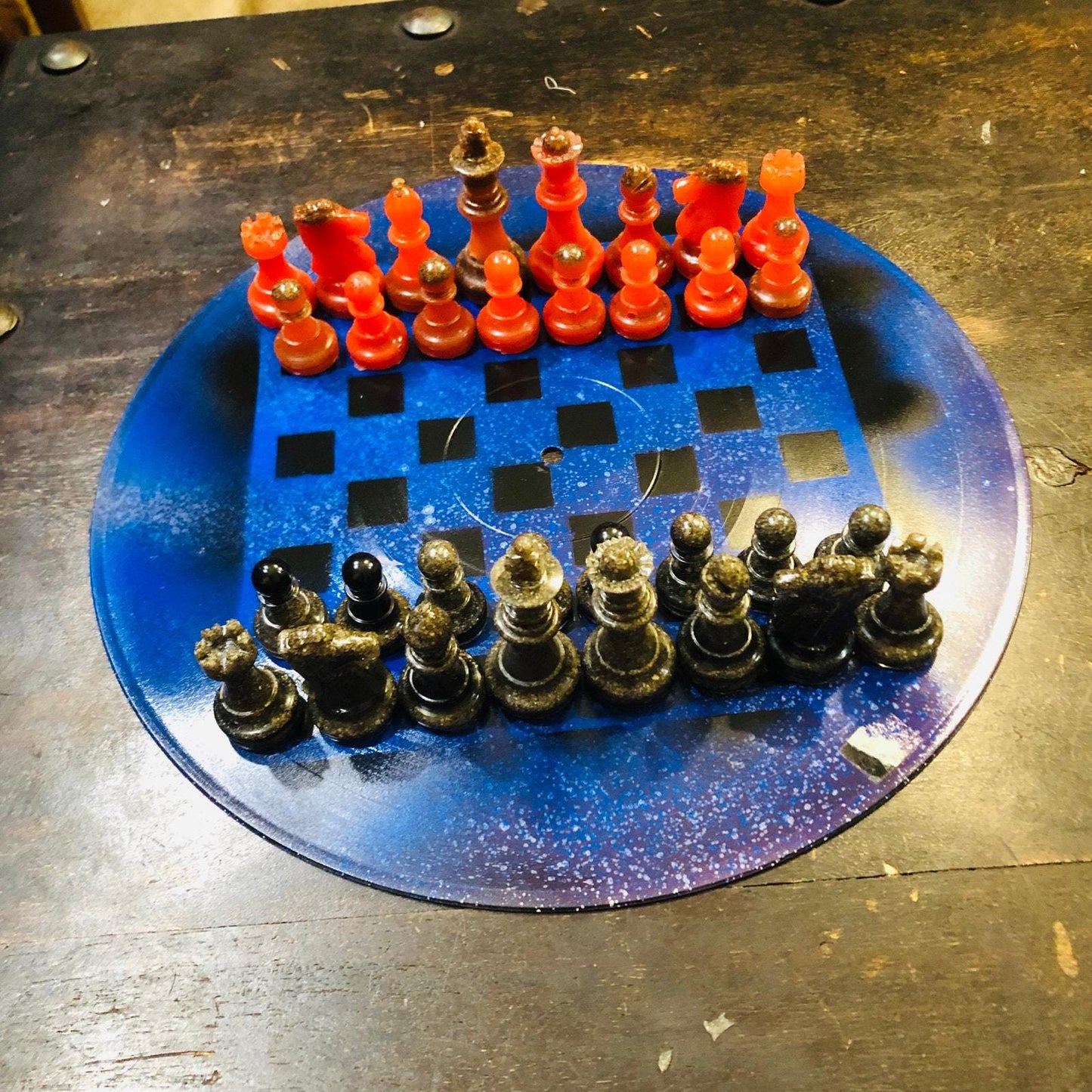 Vinyl Chess Set - Blue Fire (Resin Pieces)