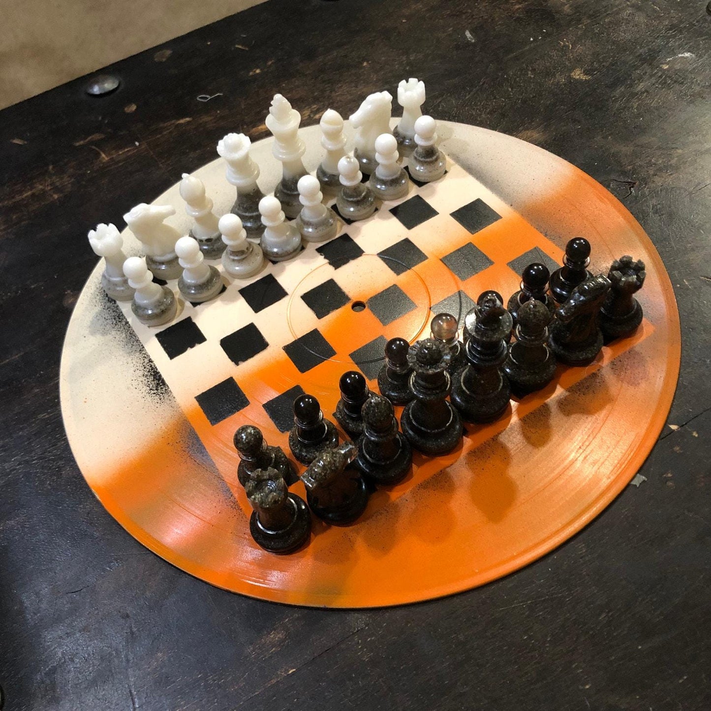 Vinyl Chess Set - Orange Cream (Resin Pieces)